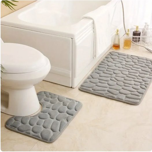 Le tapis de bain avec motif en relief de pavés| SweetCarpet™ - Rangement Révolution